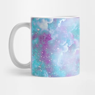 purple glitter masks design with turquoise clouds great gift pattern with sparkly sky Mug